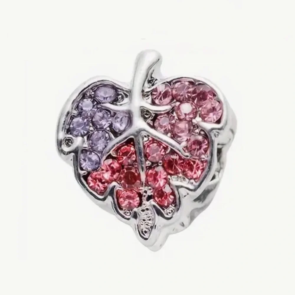Rhinestone Leaf Charm Pandora Style